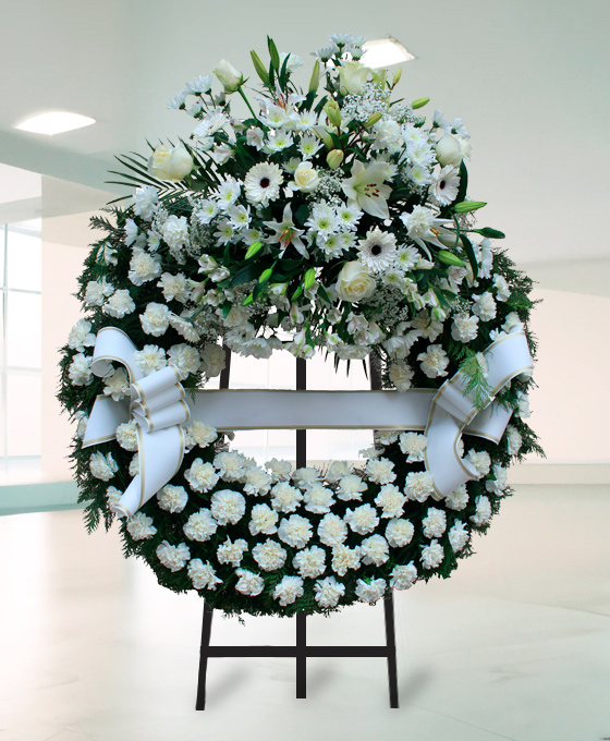 Corona Funeraria Superior Blanca Clave