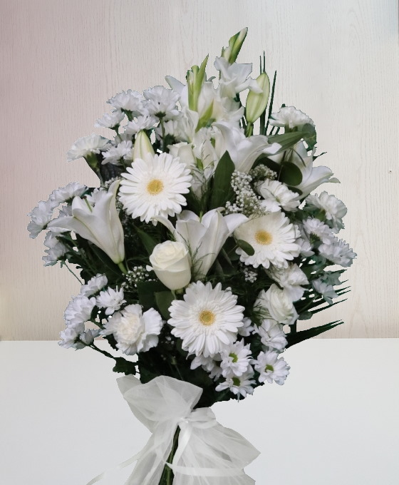 Ramo funerario blanco envio para tanatorio 1
